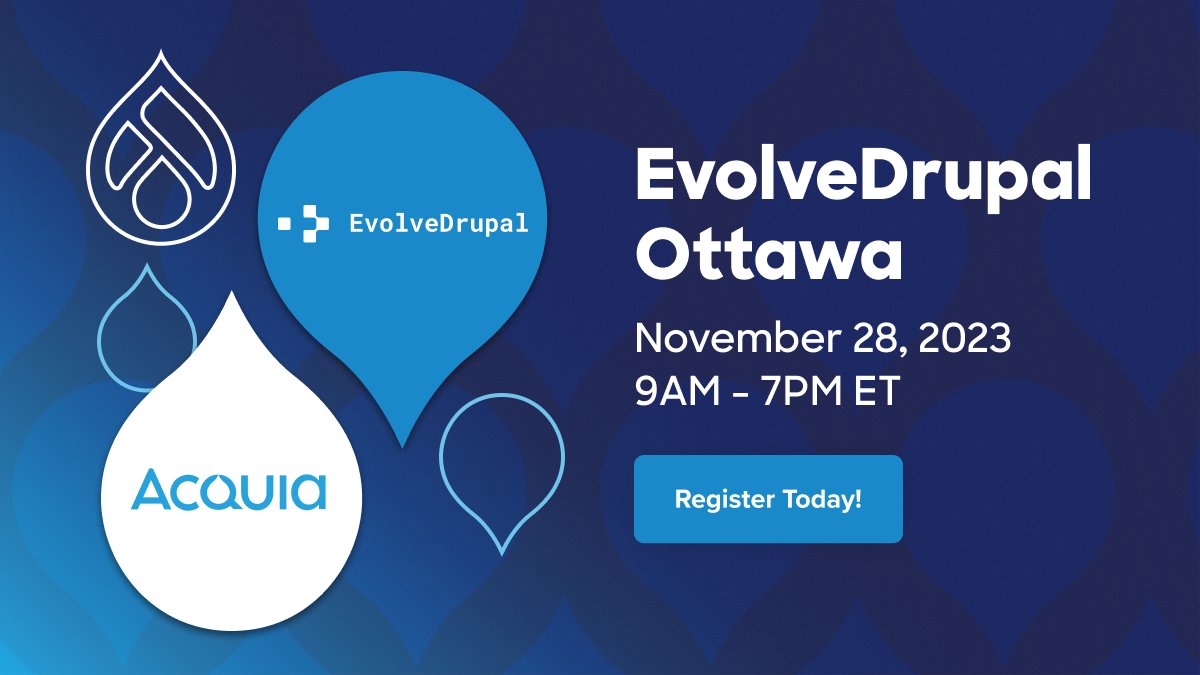 acquia's tweet image. Connect, learn, and inspire at #EvolveDrupal Summit in Ottawa, Canada! 🇨🇦 Join #Drupal and web design enthusiasts of every skill level and get ready to:
💡 Fuel your digital evolution
🚀 Gain actionable insights from ambitious real-life projects 

bit.ly/49tK94I