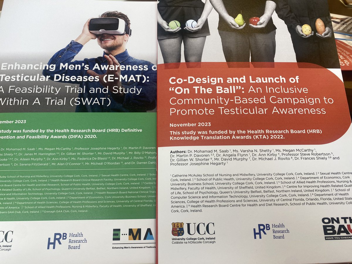 A hugely successful event today with a Masterclass on behaviour change research followed by a Men’s Health Symposium and launch of the @hrbireland -funded E-MAT virtual reality study and the #OnTheBall campaign on testicular awareness. Congrats to @MohammadSaab7 & team