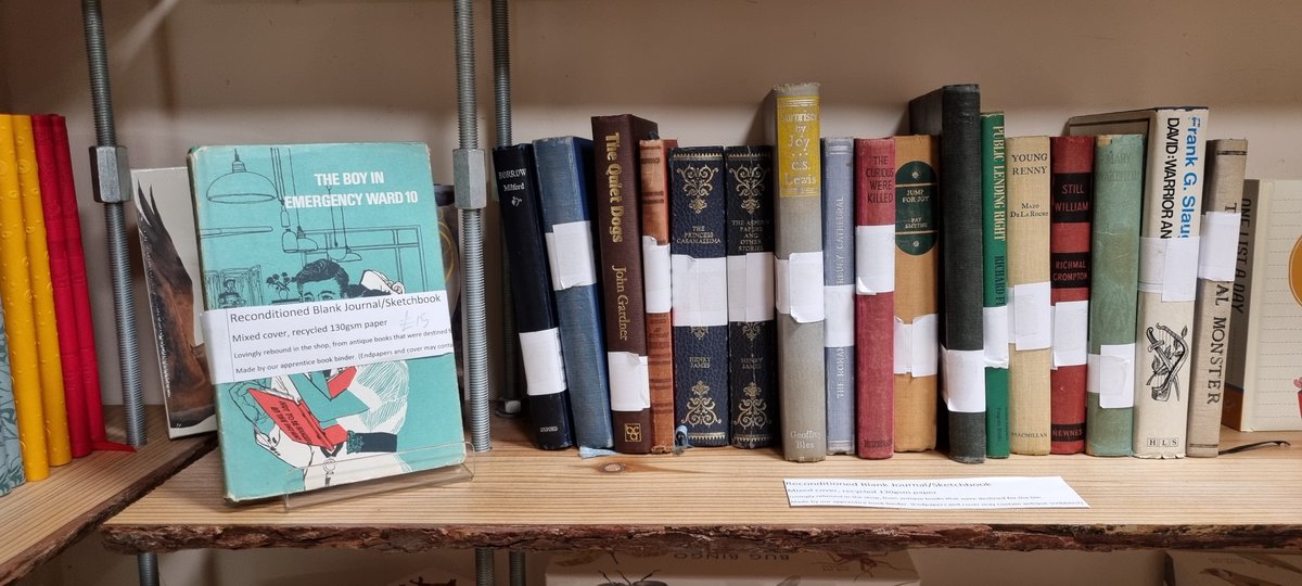 New/Old - just in! Lovingly rebound in the bookshop, from antique books that were destined for the bin. Gareth has repurposed these old volumes into blank journals or sketchbooks with recycled 130gsm paper. Currently in the gift room, but probably not for long.