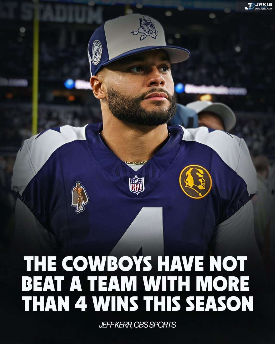 JAKIBSports's tweet image. According to @JeffKerrCBS, the #Cowboys combined record of the teams they’ve beaten is 25-58.