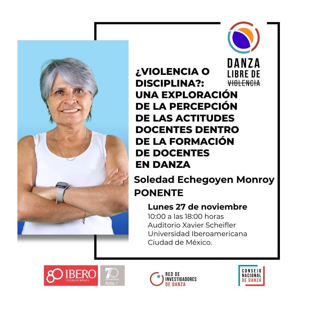 sol_eche's tweet photo. ⭕⭕⭕
El COLOQUIO DE DANZA LIBRE DE VIOLENCIA
Fecha:  lunes 27 de noviembre de 2023
10:00 a las 18:00 horas
Universidad Iberoamericana Ciudad de México.
REGISTRO DE ASISTENTES
Se entregará constancia
https://t.co/oOBliqYoQJ 
PROGRAMA DEL COLOQUIO EN PDF 
https://t.co/AQPtBo9Ebd https://t.co/HkN45XF03j