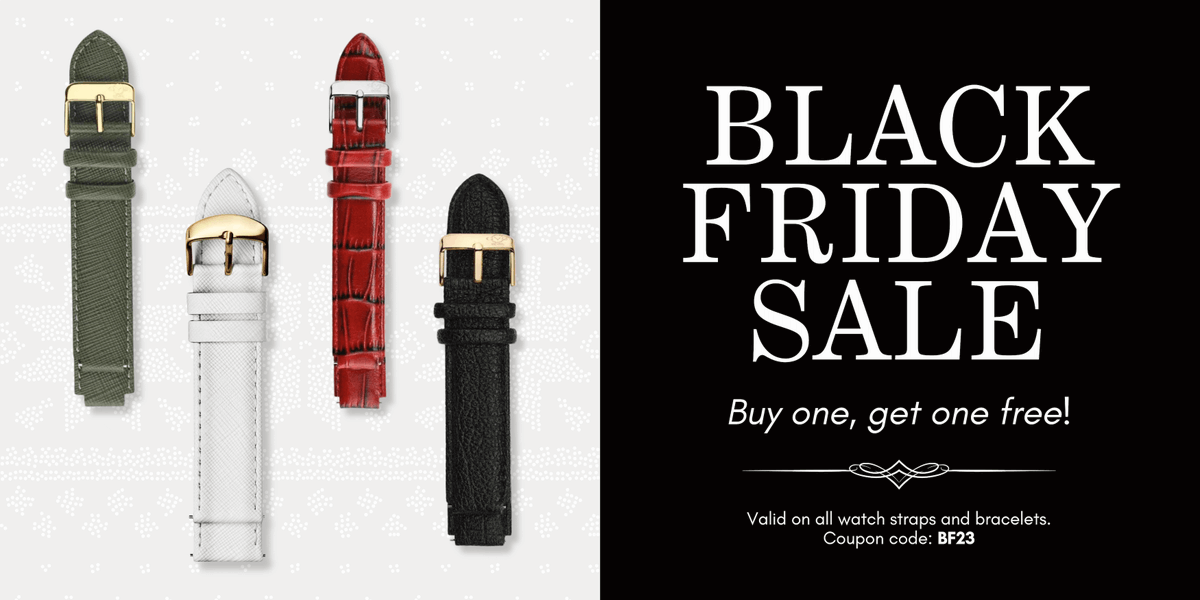GevrilGroup's tweet photo. 🖤🎉 Black Friday at #Gevril: Buy One, Get One Free on all luxury watch straps! Elevate your Gevril timepiece with our exclusive offer. Use code BF23 at checkout. Limited time only - indulge in elegance now! ⌚✨

https://t.co/g4brltTLCo

#BlackFriday2023 #LuxuryTimepieces https://t.co/wEizTZCqQU