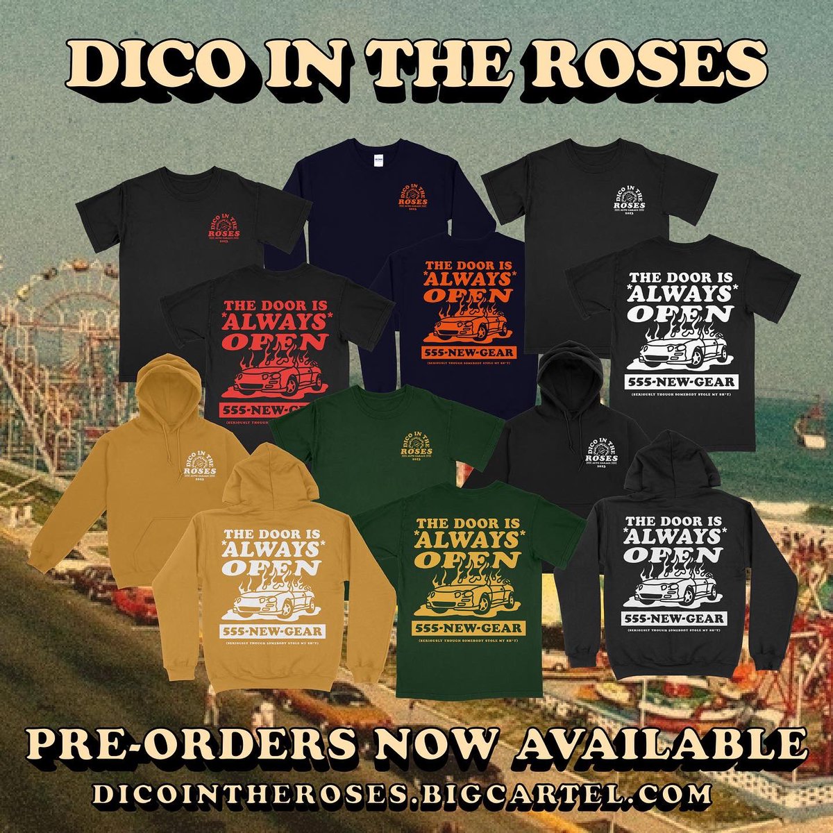 Hey friends and anyone who would see this - every piece of gear except my guitar in the first photo was stolen out of my car two weeks ago outside my apartment in Asbury Park overnight. I'm doing a merch preoder to recoup anything I can. Help me boost 🌹

Dicointheroses.bigcartel.com