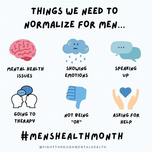 Happy #MensHealthAwarenessMonth. If you need our support, we're here for you 💙 Big thanks to @FightThroughMH for letting us share this important illustration.