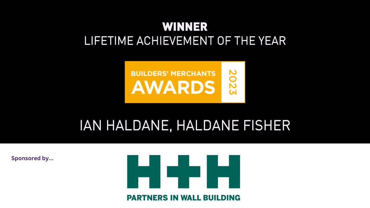 Congratulations to Ian Haldane from <a href="/haldane_fisher/">Haldane Fisher</a>, winner of the Lifetime Achievement Award at today's #BMAwards. Sponsored by <a href="/CelconBlocks/">H + H UK Limited</a> #BMAwards23