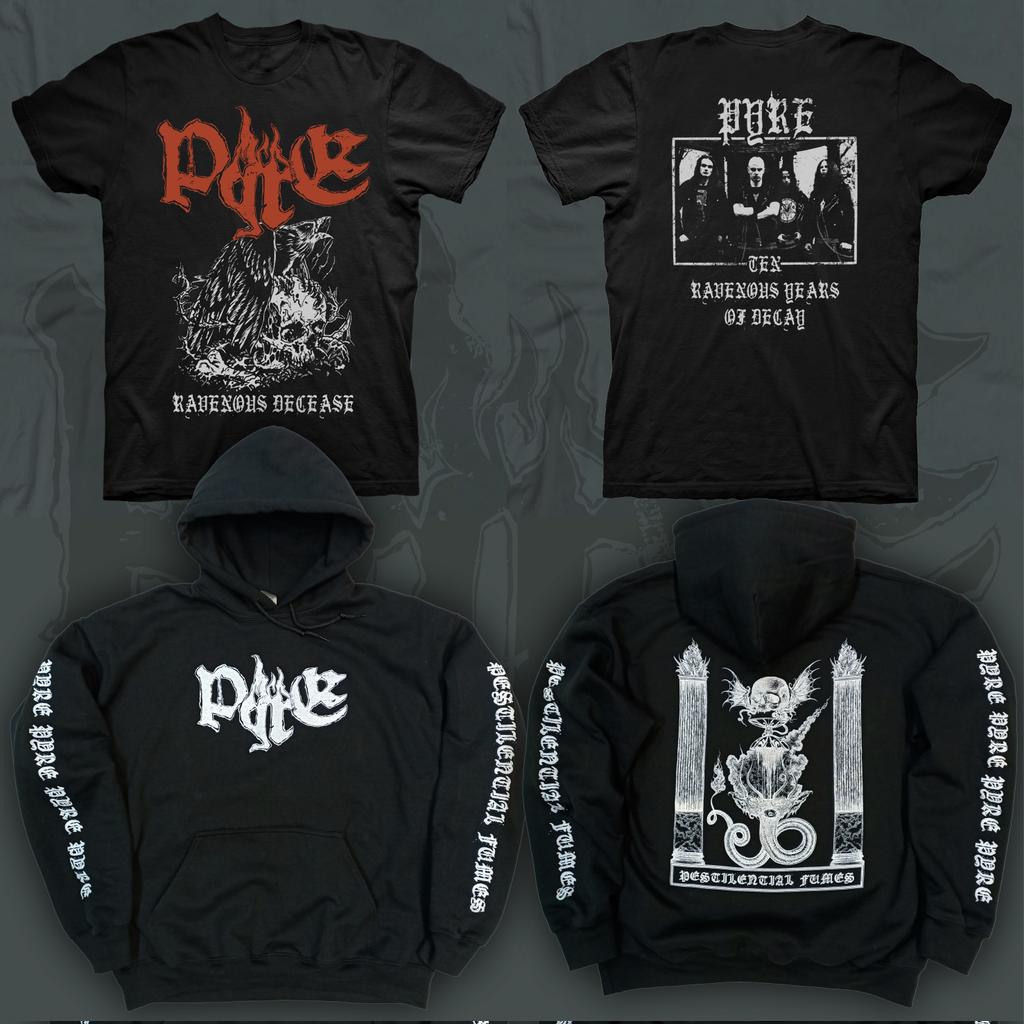 Pyreofdeath's tweet image. Hey Impalers and redeemers, grab yourself some clothes this unholy and cold Friday night, "Ravenous Decease" T-shirt and "Pestilential Fumes" hoodie, these badasses are available in all sizes in our Bandcamp page
Cheers
pyredeathmetal.bandcamp.com/merch
#deathmetal #BlackFriday2023 #MERCH