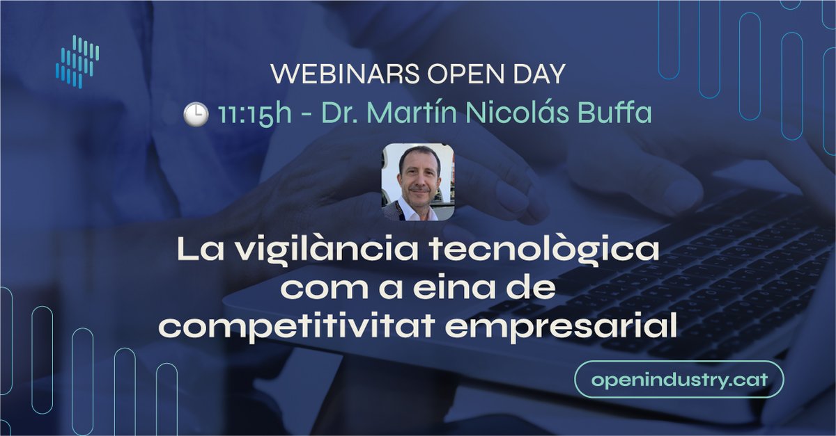 openindustry40's tweet photo. 🔍 Explora la vigilància tecnològica per a la teva competitivitat empresarial a càrrec de Martín Nicolás Buffa
📅 30 de novembre a les 11:15h
Inscriu-te👇🏻
https://t.co/xAIYexPuya
@treballempresa @SQVpromocio @PEBdV
#openindustry #opendays2023 #Industry40 #webinars https://t.co/clFFFfslgE