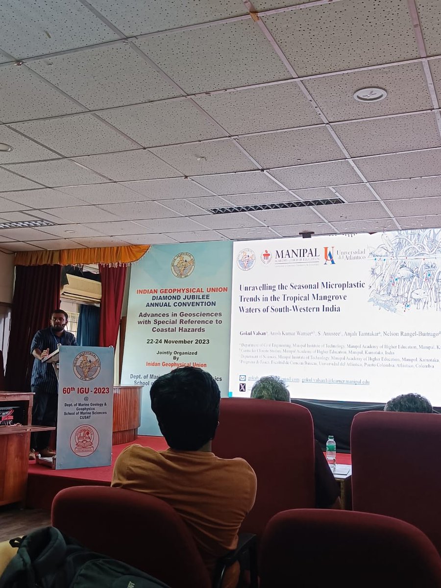 Humbled to be able to present my work on seasonal dynamics governing microplastic distribution in mangrove of Karnataka at Indian Geophysical Union Conference in Kochi Cusat. #IGUKochi #Scienceforchange