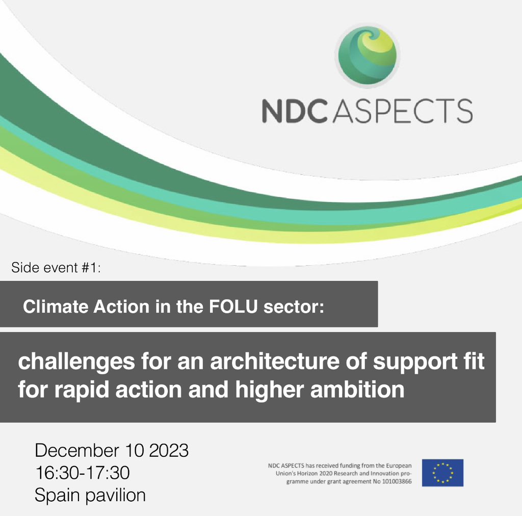 ndcaspects's tweet photo. NDC ASPECTS will contribute to the global discussions at COP28 by co-organising 2 side-events! The 2 events will take place onsite in Dubai &amp; will be potentially broadcasted online (more information coming soon). The details of the events are shown here: https://t.co/k9WpEgAPrq https://t.co/tGJO6V0mEY