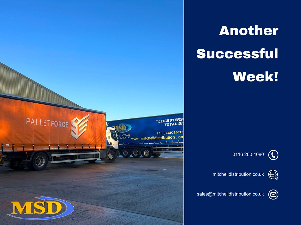 It's been another successful week at MSD! 

With network changes, increasing pallet movement, and the upcoming site relocation, we thank our MSD staff for their hard work this week!

#MSD #Weekend #Thankyou #StaffAppreciation #Palletforce #Network #Bardon #Leicestershire