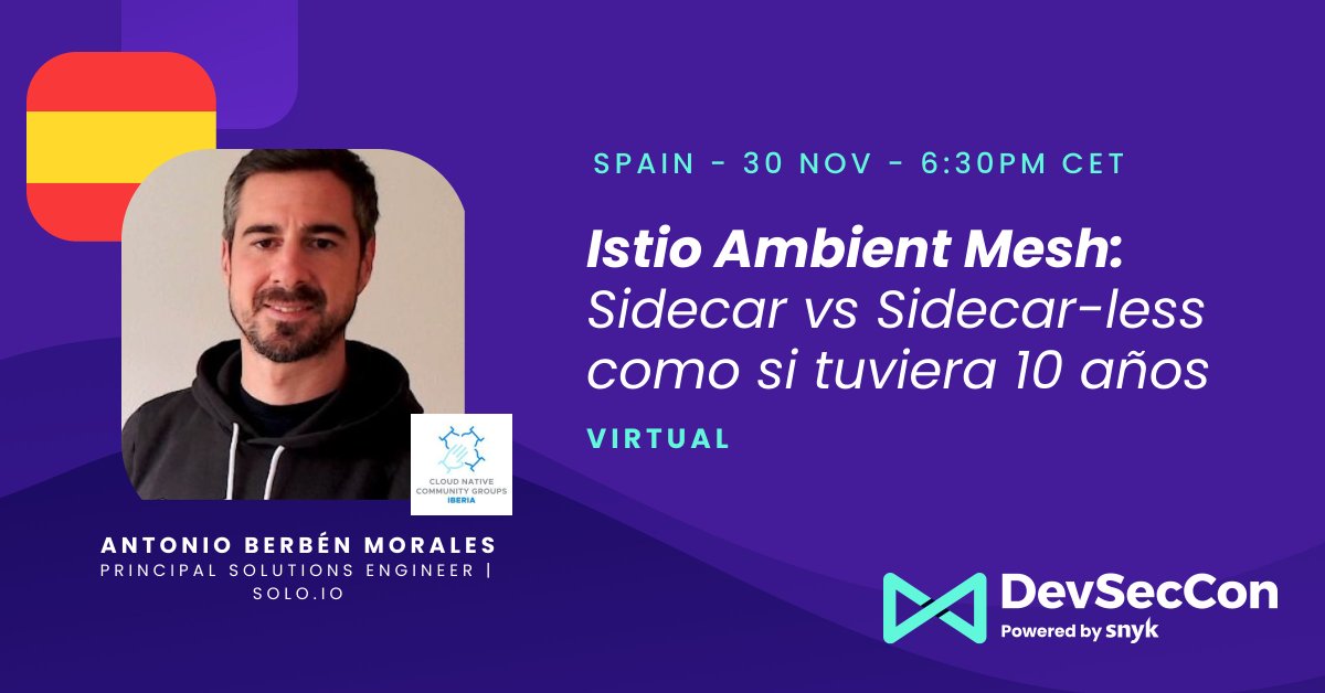 Mark your calendar for November 30th! #DSCSpain and Antonio Berbén Morales will unravel the mysteries of Service Mesh evolution, explaining how Istio Ambient Mesh is changing the game. Secure your spot now! 📌🚀 bit.ly/40DGHRf