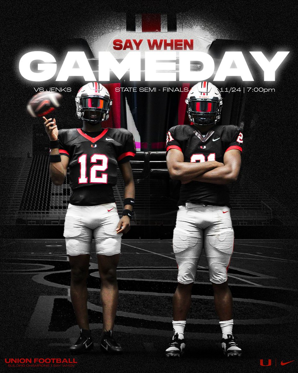 🚨GAME DAY🚨
      SEMI FINALS
🏟️Sand Springs
🏈vs Jenks
🕖7:00
🎟️unionfb.com/schedule
📺tinyurl.com/UnionSemiFinal…