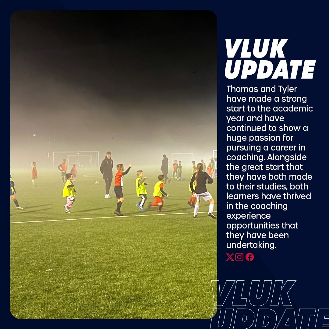 Two of our @DeanosPro learners, Tom and Tyler, have been using their passion for coaching to help out at the club with their own sessions. Read the full story at vluk.org/latest-news/co… #opportunities #coaching