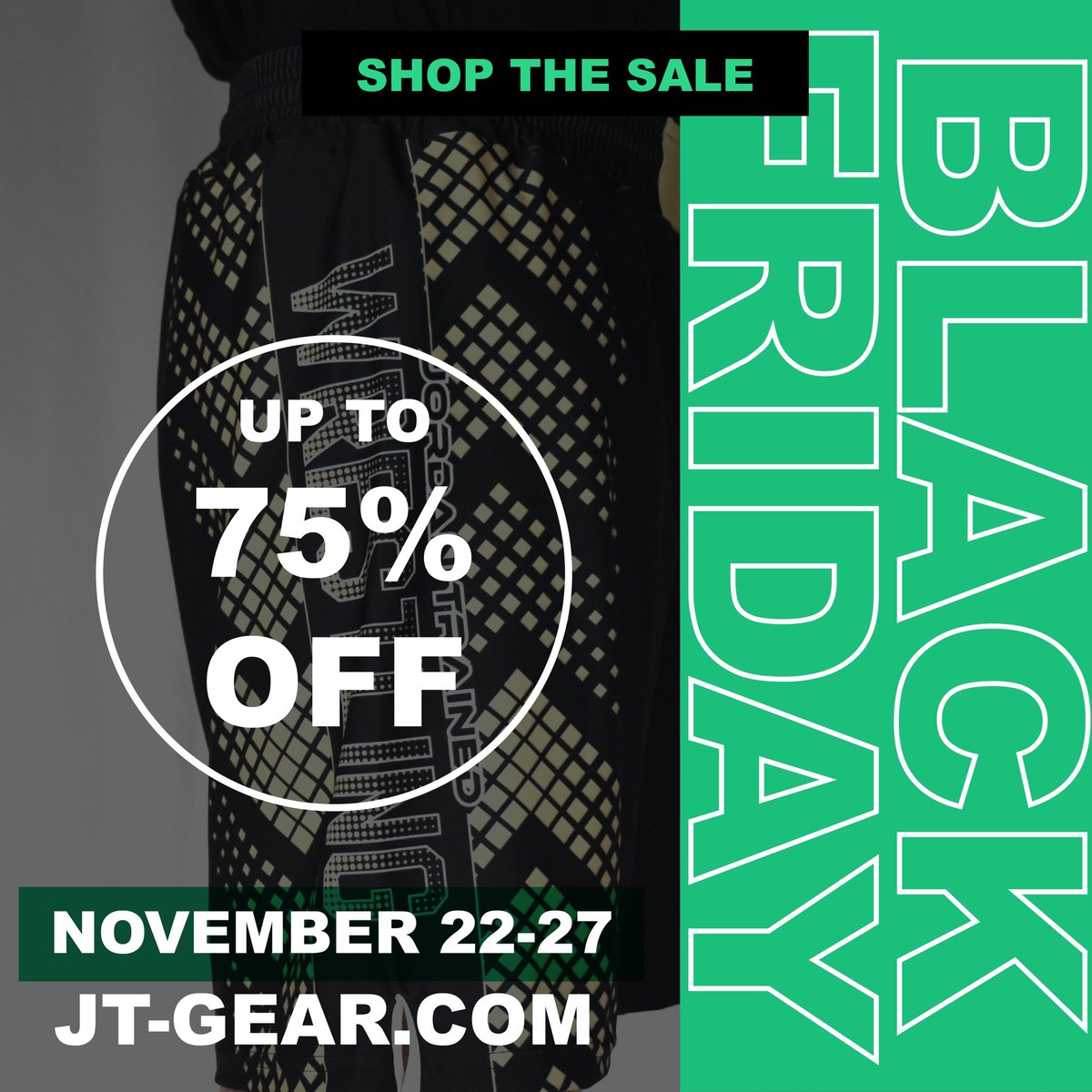 Black Friday Through Cyber Monday Sale! Save 20% on all gear and up to 75% in Clearance Items. 

#jordantrained #wrestlinggear