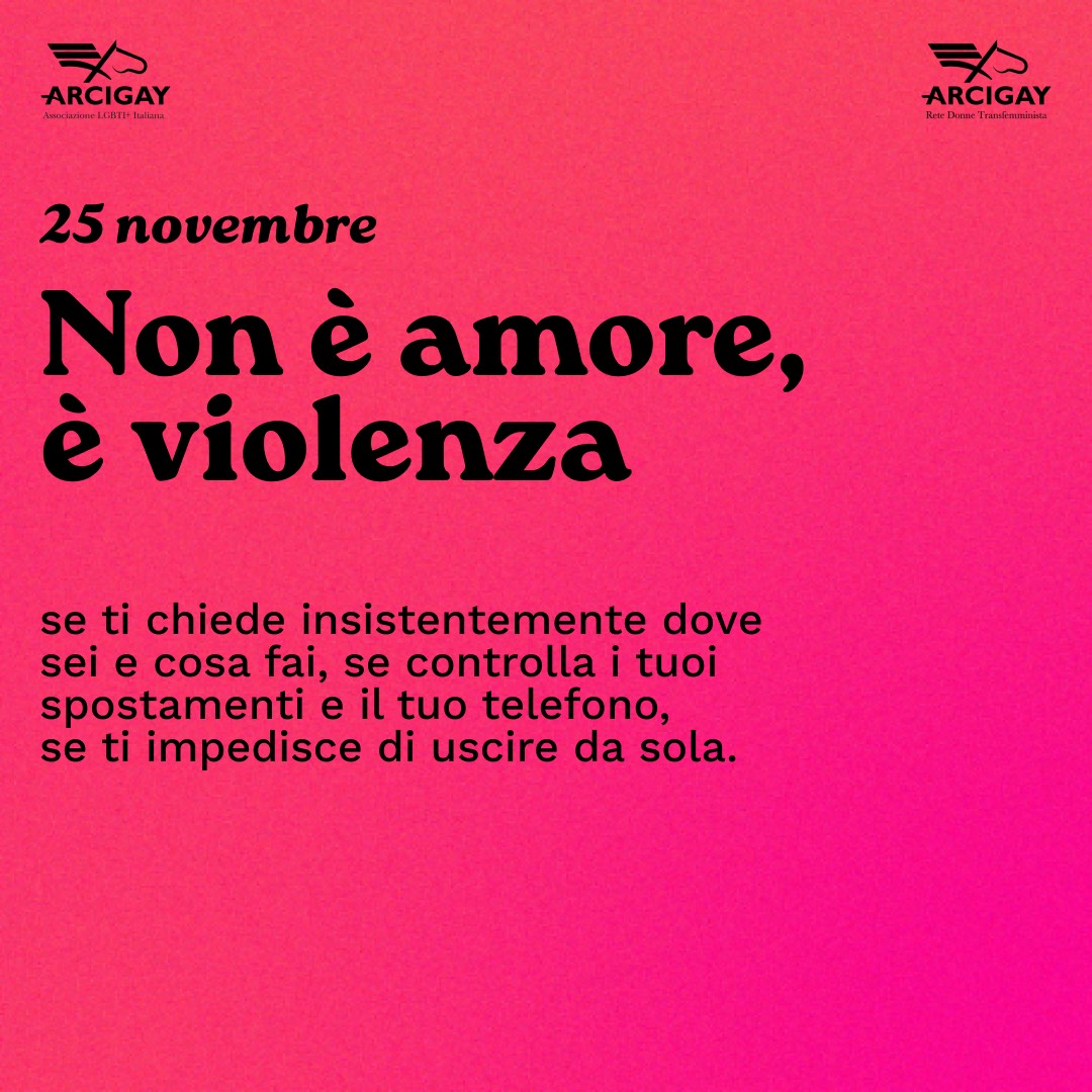 arcigay.it/comunicati/25-… 25 NOVEMBRE, ARCIGAY: “LA VIOLENZA È UNA RESPONSABILITA’ COLLETTIVA.SAREMO A ROMA E A MESSINA PER FARE RUMORE” Bologna, 24 novembre 2023 - “In questi giorni in cui la cronaca ha rimesso al centro, con rinnovata urgenza, il tema del femminicidio, non pos...