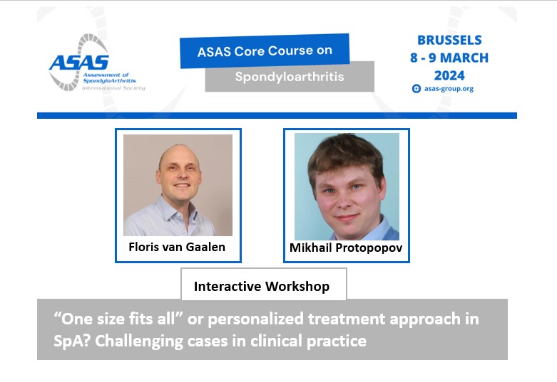 ASAS Core Course preview Interactive Workshop with Drs. Van Gaalen and Protopopov on challenging cases in clinical practice More information here asas-group.org/the-2024-asas-…