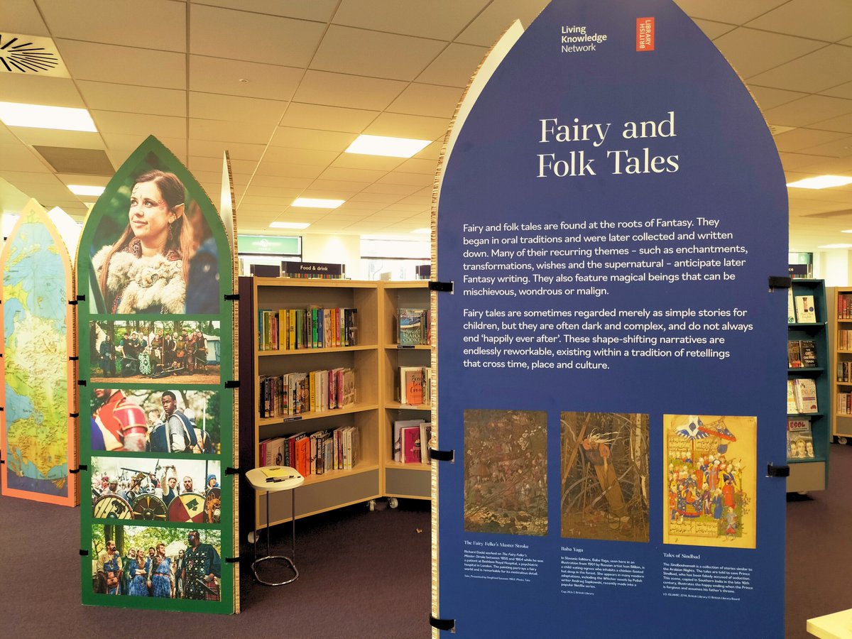 HorleyLibrary's tweet photo. Visit our free panel exhibition from 24 Nov-21 Dec, "Fantasy: Realms of the Imagination", created by @BritishLibrary and #LivingKnowledgeNetwork. Plus! Don't miss our author talk next Thurs 30 Nov - Robert Rankin & Mark Stay, 6.30pm, £5, book here: https://t.co/ftoaeaA94W https://t.co/8BTF8dC8z9