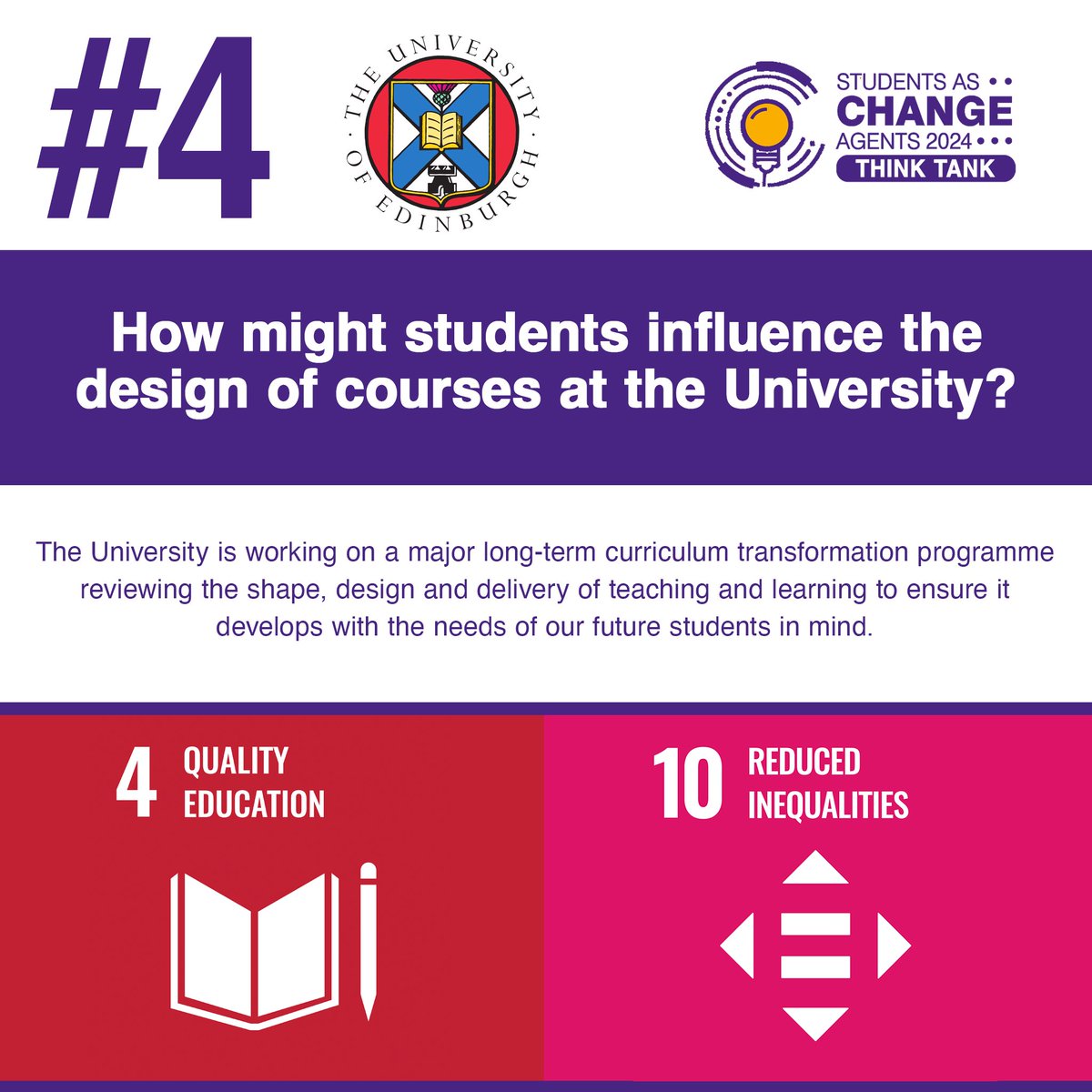 Students as Change Agents (@uoe_sacha) on Twitter photo SACHA Think Tank is returning for #SACHA24 and we have a wicked question on:
How might students influence the design of courses at the University?
Open to all <a href="/EdinburghUni/">The University of Edinburgh</a> students. Apply via mycareerhub: tinyurl.com/3etpkkez SACHA Think Tank is returning for #SACHA24 and we have a wicked question on:
How might students influence the design of courses at the University?
Open to all <a href="/EdinburghUni/">The University of Edinburgh</a> students. Apply via mycareerhub: tinyurl.com/3etpkkez
