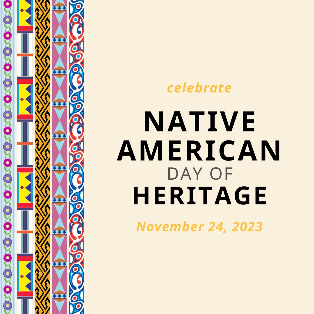 Within the celebration of Native American Heritage Month, we recognize and celebrate Native American Day of Heritage today, Friday, November 24th, 2023. Patterns: (left to right) Gwich'in, Stoney, Ute, Crow, Cowlitz