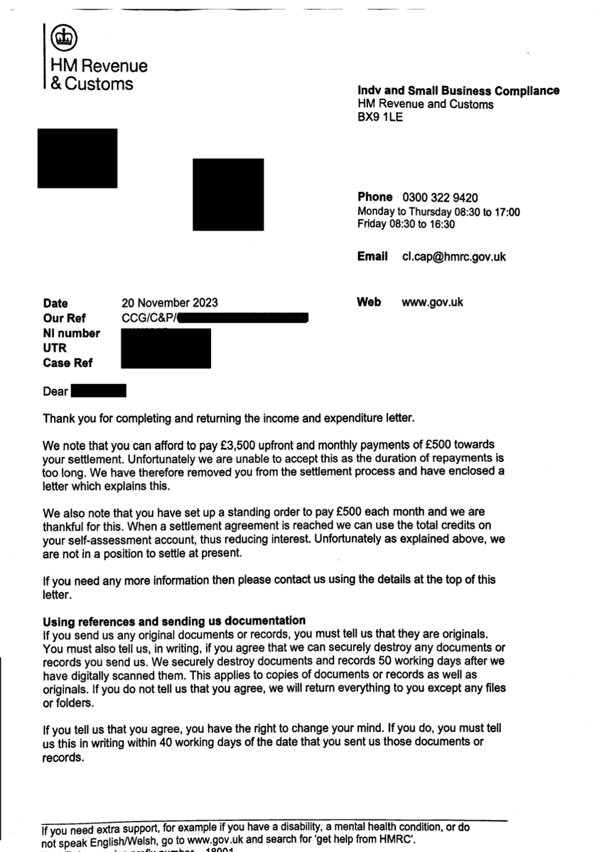 ArmadilloSupprt's tweet photo. We are increasingly seeing taxpayers who cannot afford what HMRC ask, be "removed from the settlement process" by #HMRC. Despite offering all that they can within HMRC's published TTP guidance. So what are HMRC going to do next?! https://t.co/qQc1jlhTL2