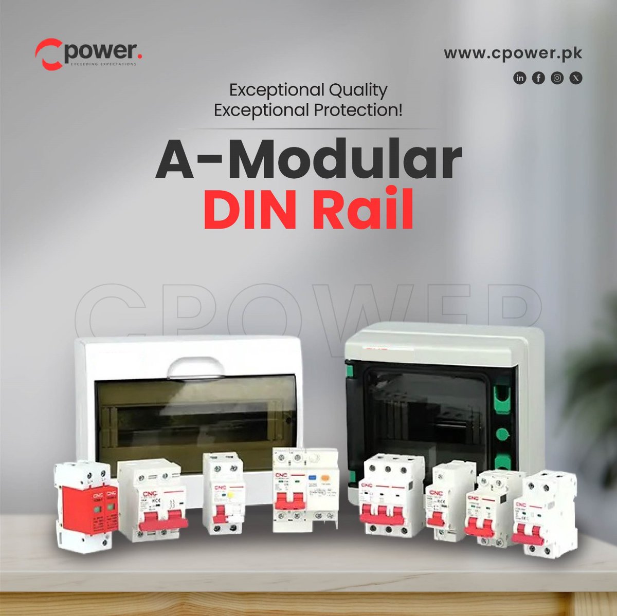 Empowering excellence, securing reliability.
c-power.pk sets the standard with A-Modular DIN RAIL.

#QualityPower #ExceptionalProtection #DINRAILInnovation #ReliableEnergy #CPowerInnovates #PowerSafety #EfficientEnergy #Electricity #SecureConnections #cpower