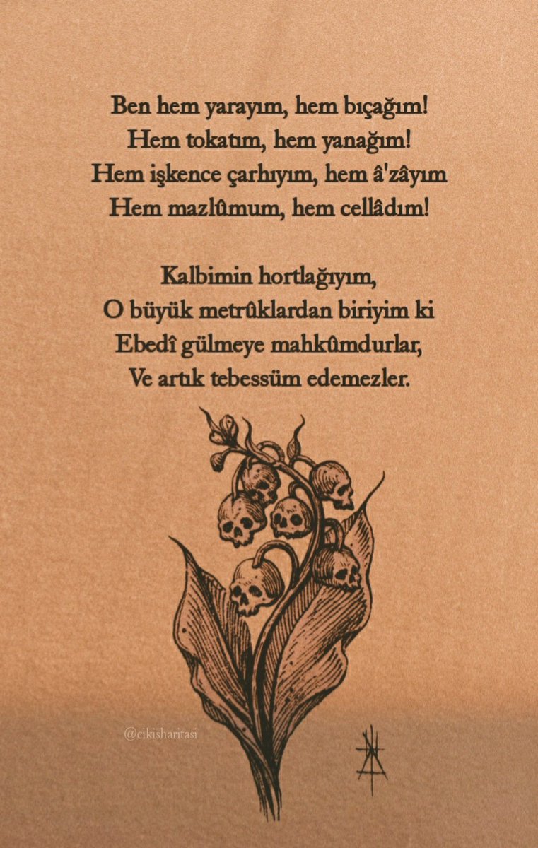 "Kalbimin hortlağıyım."

— Charles Baudelaire,
Alişanzade'nin 1927 tarihli çevirisi ve Kötülük Çiçekleri'nin ilk tercümesi.