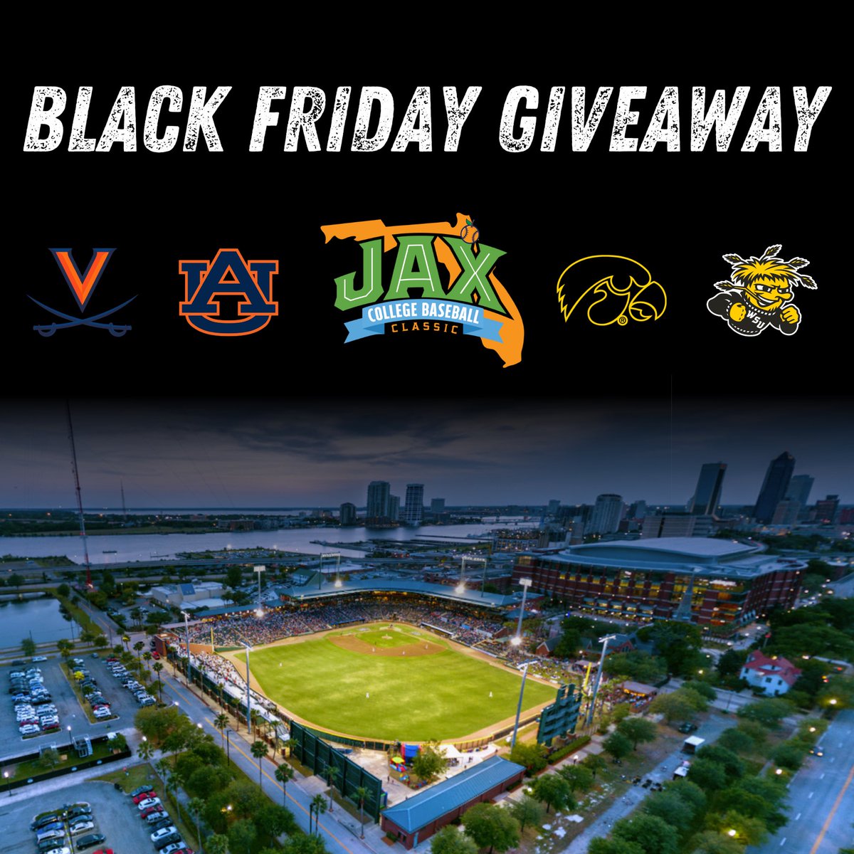 We’re giving away FREE day passes for the Jax College Baseball Classic! 🎟️ One fan from each team will win a General Admission Day Pass for the day of their choosing 😎 To enter:

1 - Follow @jaxcbc
2 - Like &amp; repost this post
Bonus Entry - Comment the team you’ll be rooting for