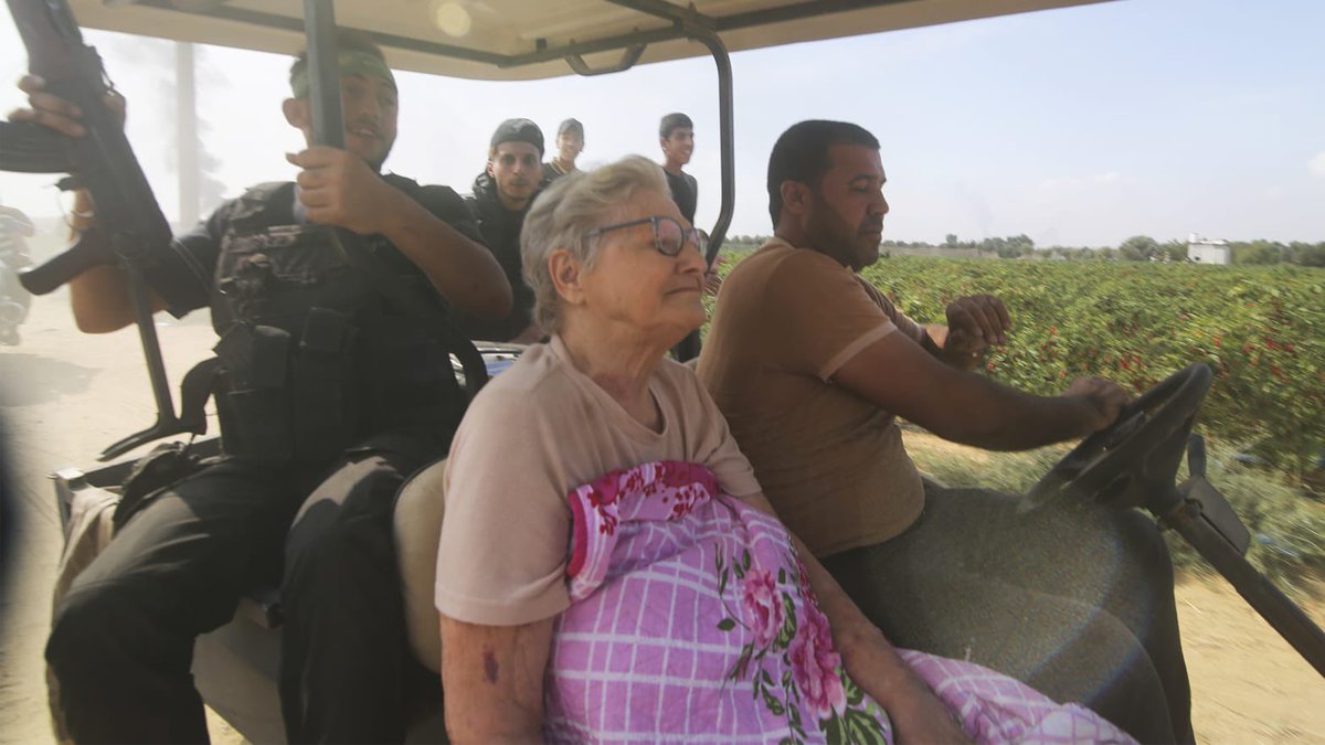 Yaffa Adar, 85, a Holocaust survivor was taken hostage from her home in Kibbutz Nir Oz, on Oct 7th.

The image of her on the golf cart being taken to Gaza, shocked the world.

Today, Yaffa is home in Israel, with her beloved family.