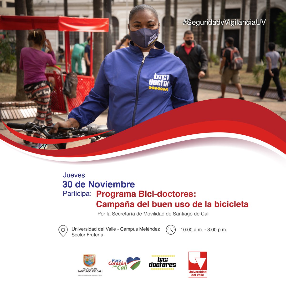 sunivalle's tweet photo. La Sección de Seguridad y Vigilancia invita a la comunidad universitaria al "Programa Bici-doctores: Campaña del buen uso de la bicicleta" ofrecido por la Secretaría de Movilidad de Santiago de Cali. 

#seguridadyvigilancia #univalle https://t.co/9KfHyIaHrC