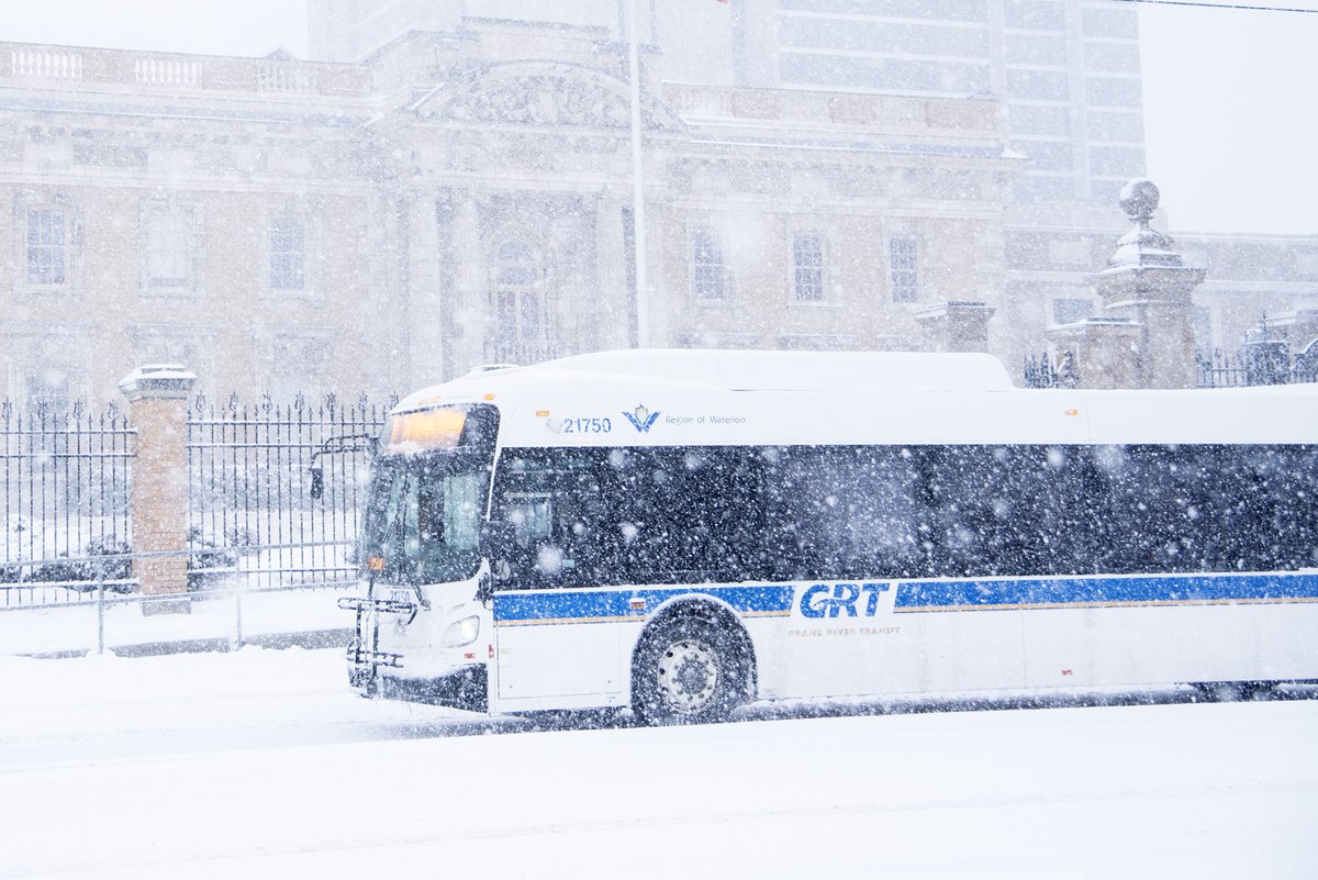 GRT_ROW's tweet photo. ❄️⚠️We’re implementing a new severe weather plan this winter. During heavy snowfall or icy conditions, we may declare a severe weather event. 

When this happens, some bus routes will go on detour and some stops will be closed. (1/3) https://t.co/RzDuiiNgDj