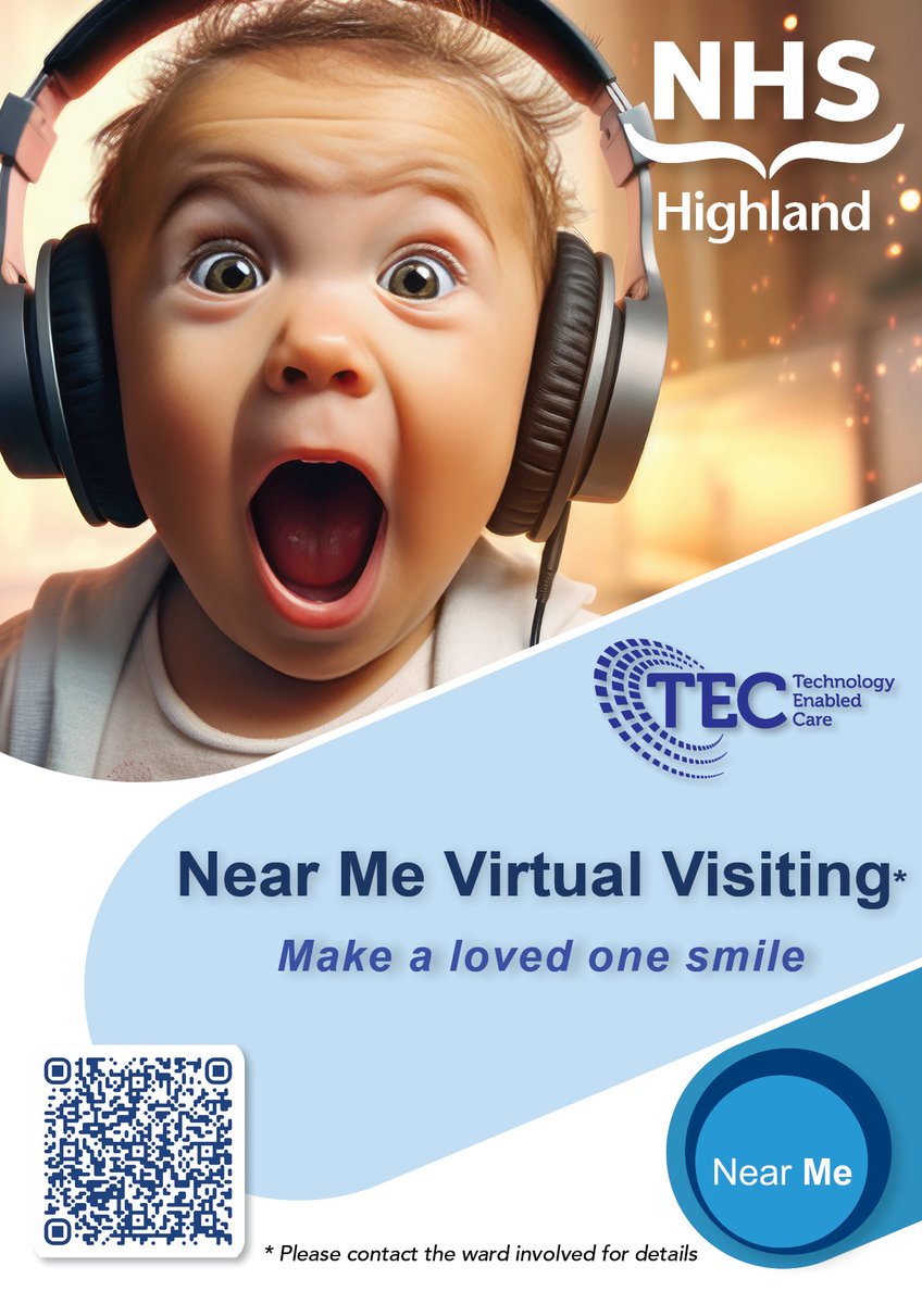 NHSHighlandTEC's tweet photo. Make a loved one happy with Near Me Virtual Visiting. Please contact the ward involved for details.
#NHSNearMe https://t.co/EuohgIU869