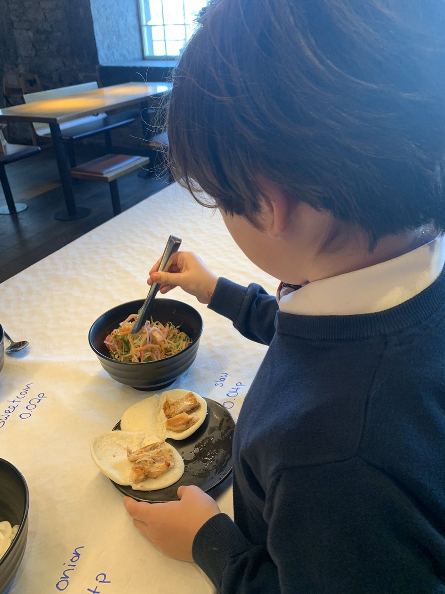 StGeorgesPlym's tweet photo. Year 5 brought their bao bun designs to life today with a visit to Wagamama. They had thought about the taste, presentation, costs and profits. They also learnt about origami! https://t.co/5j3yxA40xi