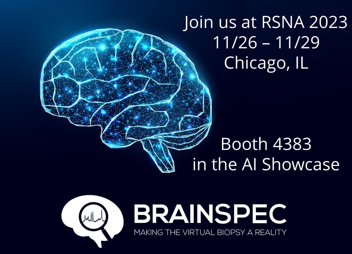 Brain_Spec's tweet image. Exciting times ahead! 🌟 #BrainSpec is heading to Chicago for #RSNA2023! 🧠 Join us as we explore cutting-edge advancements in medical imaging and share insights on the future of healthcare. See you there in the #AI Showcase in Booth 4383!  🏥👩‍⚕️👨‍⚕️#VirtualBiopsy #Radiology