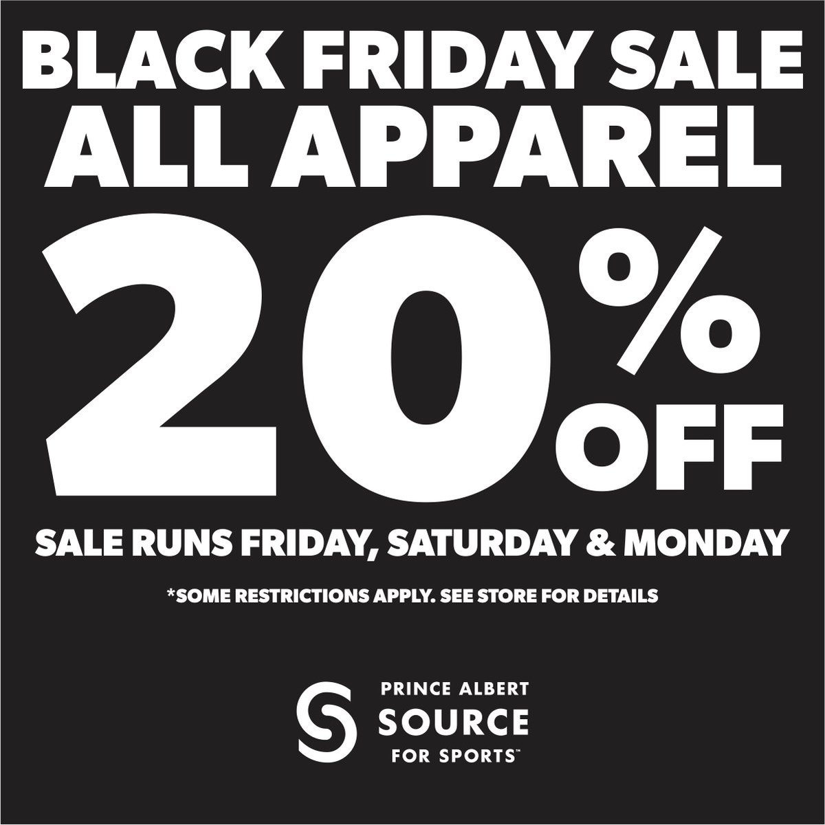 PASFS's tweet image. Black Friday sales are here! From now until Monday, save 20% on all apparel! Stop in to the store and get your Christmas shopping done early!