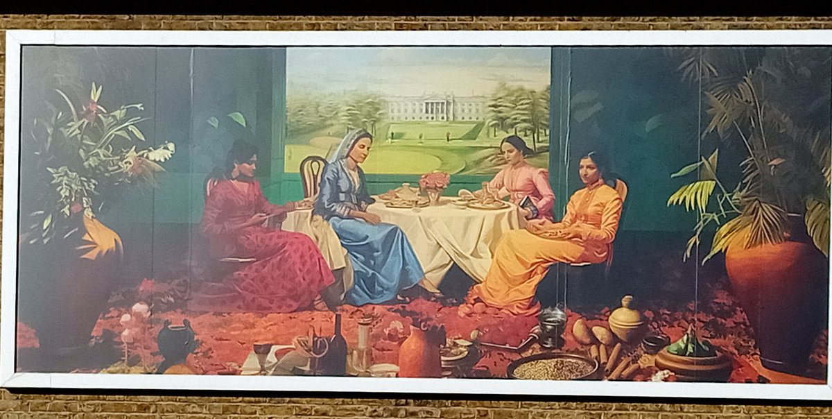 The rather wonderful Afternoon Chai, by Sabrina Tirvengadum, on the billboard @SPACEstudios. Love the slightly surreal juxtaposition of (old) Wanstead House, the golf course, and the ladies by the window, enjoying chai. spacestudios.org.uk/events/sabrina…