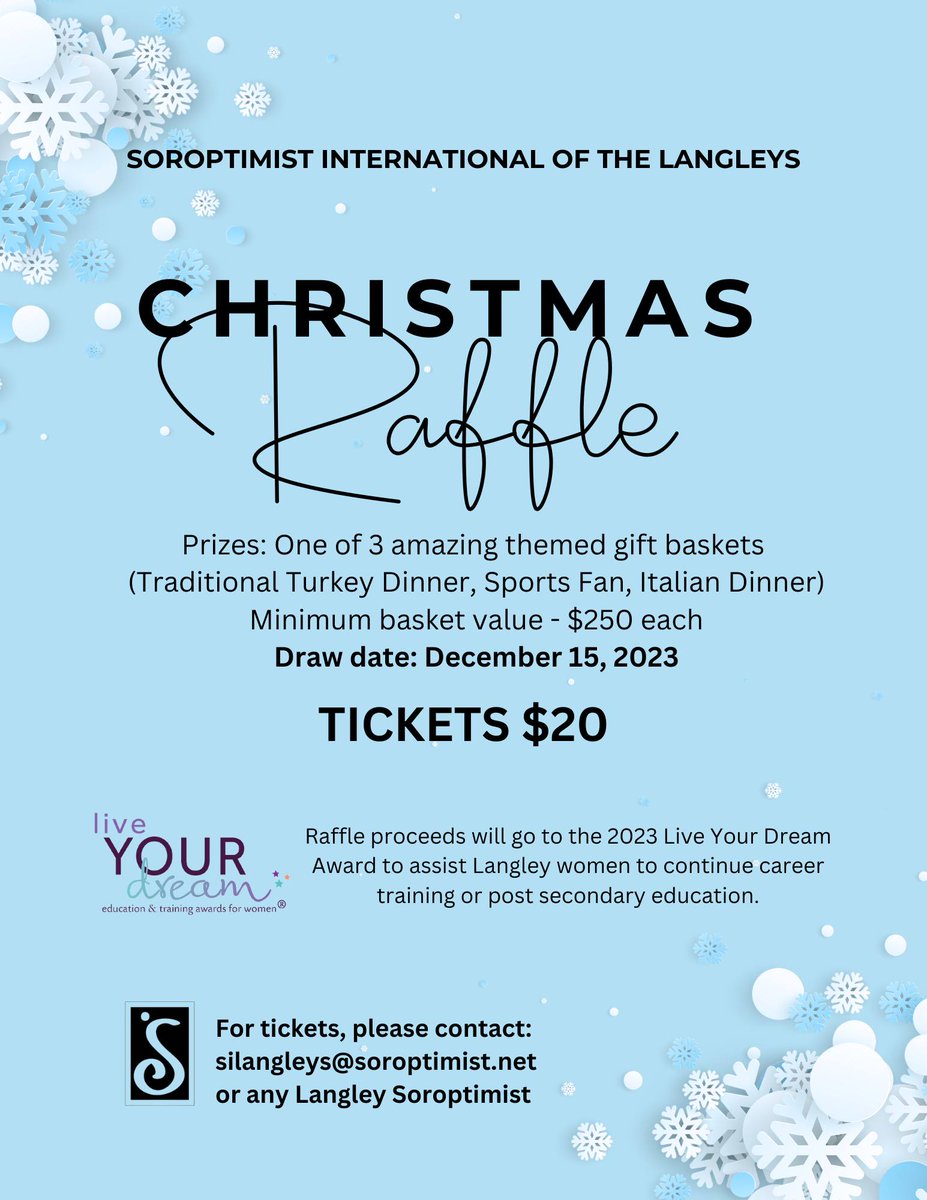 donna_beek's tweet photo. 🎄 When you are at the Donna Van Beek Notary's office, be sure to purchase your tickets for the Soroptimist of the Langleys Christmas Raffle Baskets. 

Each of the three Gift Baskets are guaranteed to be worth over $250.00!! 
Tickets are $20 each... Last year, they SOLD OUT! https://t.co/qpCpLqZ0CU
