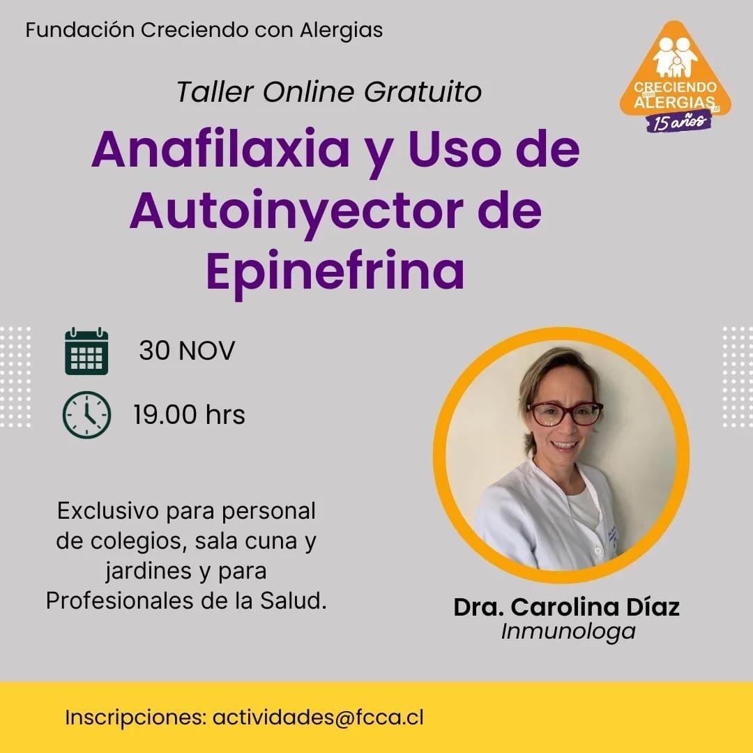 creciendoconale's tweet photo. Taller Anafilaxia y Uso de Autoinyector de Epinefrina para personal de establecimientos educacionales y personal de salud. GRATUITO!!!! https://t.co/bNnkVN3CjJ