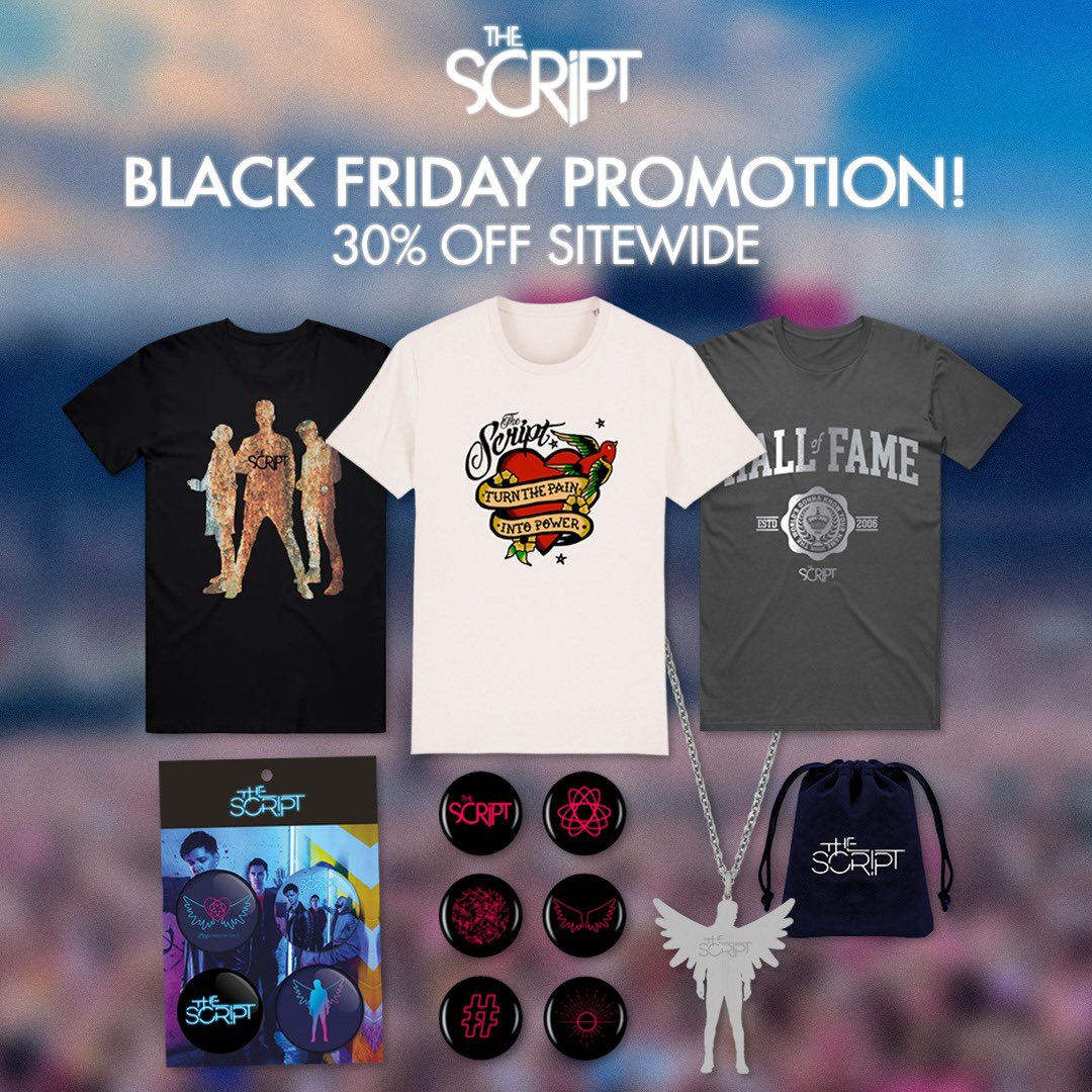 Happy Black Friday #TheScriptFamily! 30% off sitewide, today through Monday!! Go grab the merch while you can thescript.store