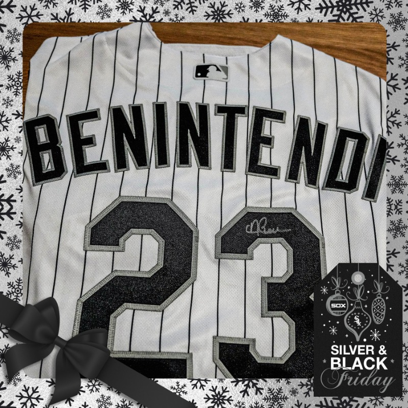 whitesox's tweet photo. Good morning, Sox fans! It's time for #SilverAndBlackFriday prizes! 🎁
REPOST for a chance to win an autographed Andrew Benintendi jersey.

No purch. nec. Enter by 11:59 p.m. CT on 11/24/23.