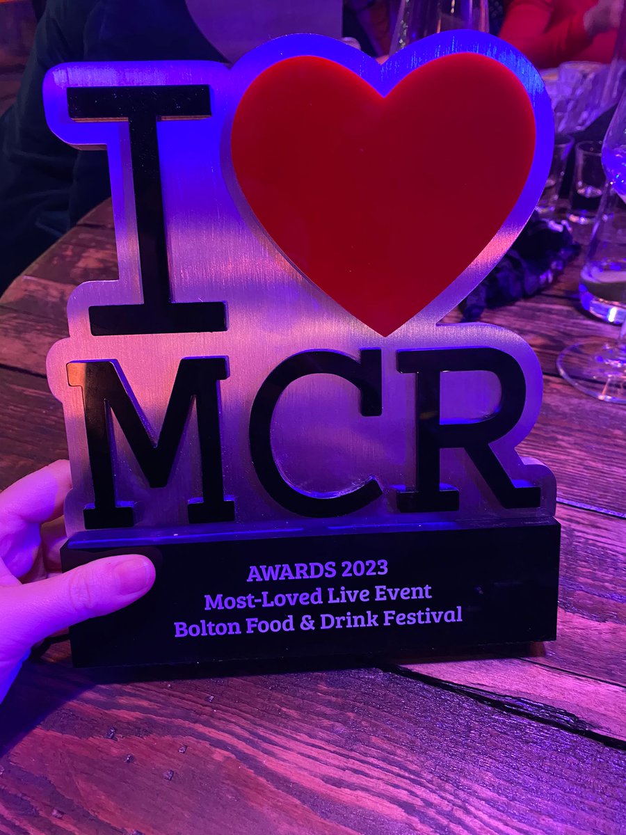 Bolton Food & Drink Festival was named Most Loved Live Event at the prestigious I ❤️ Manchester Awards last night. Up against stiff competition with Manchester International Festival & Manchester Pride so winning was the icing on our 18th birthday cake! bit.ly/3uwrWUl