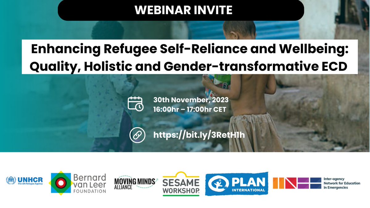 MovingMindsECD's tweet photo. 🆕Please join @Refugees, @MovingMindsECD  @SesameWorkshop, @BvLFoundation, @INEEtweets  &amp; @PlanGlobal for a webinar on Enhancing Refugee Self-Reliance &amp; Wellbeing: Quality, holistic &amp; gender-transformative ECD.
🗓️30 Nov 2023| 16:00hr – 17:00hr CET
Register>https://t.co/Ct2P7ZqIAj https://t.co/IFj5GACx5U