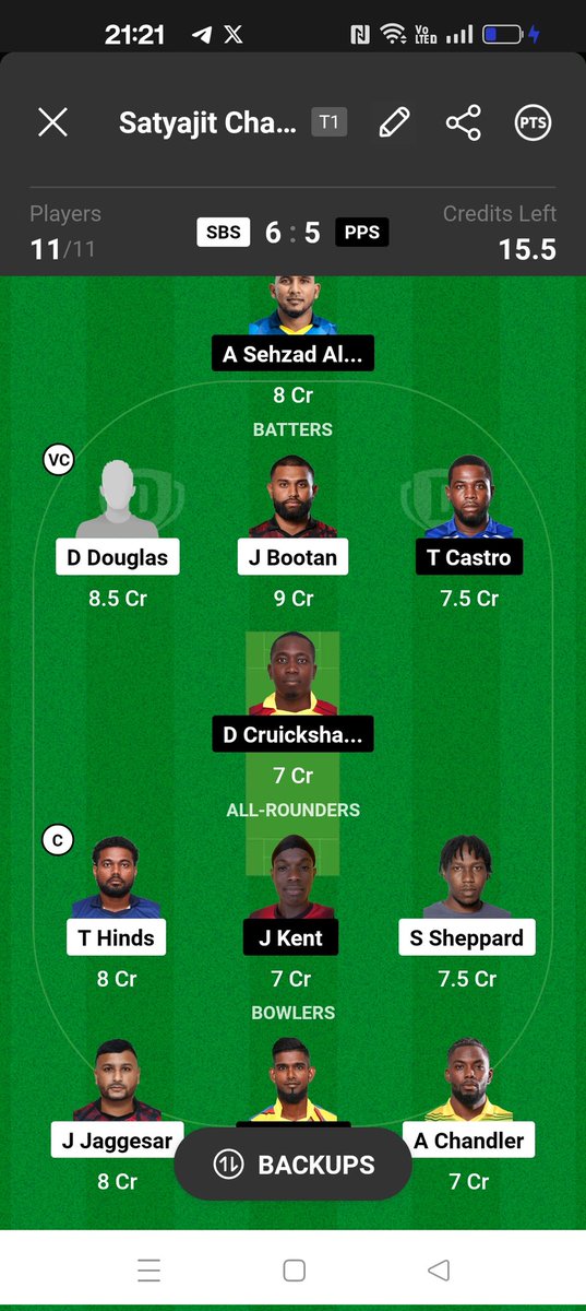 SBS vs PPS.
#dream11trinbagot10blast #dream11 #WinningPost

Final minute changes in Telegram.
Link : t.me/uniquefantasyxi