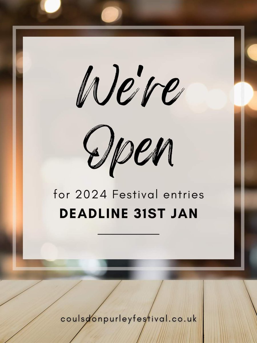 We are OPEN to entries for the 2024 Festival. Go to the website (coulsdonpurleyfestival.co.uk) for details of classes and rules/regulations. Follow the links to 'Run My Festival' from the website to enter classes.