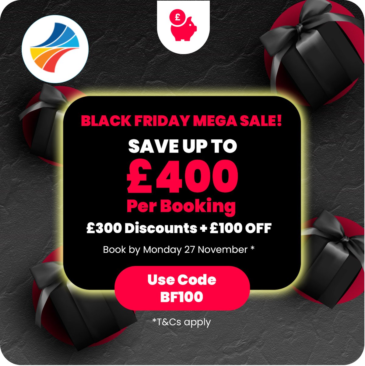 🔥 Our BLACK FRIDAY MEGA SALE is ON and you can SAVE UP TO £400 per booking on all package holidays to Bulgaria, Croatia, Montenegro, Northern Cyprus and Malta! 🔥 🖤 Book today and get £100 off per booking in addition to our other savings of up to £300! bit.ly/47u6iyk