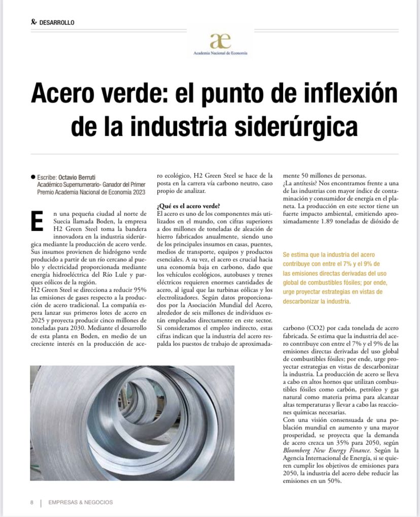 OctavioBerruti9's tweet photo. Comparto con ustedes mi nuevo articulo en Diario @CronicasUy  a través de @AcadecoUruguay

Donde escribo sobre la importancia de descarbonizar el sector de acero en vistas del largo plazo.

Acero verde: el punto de inflexión de la industria siderúrgica.
https://t.co/hHARUg3xqP https://t.co/hcgW6d8m5L
