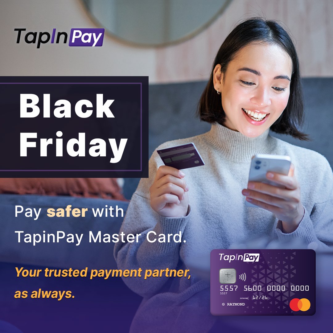 💳🛍️ Unlock worry-free shopping this Black Friday!  Tap into the safest deals with Tapin Pay MasterCard. Your key to secure and seamless payments. 🔐🌐
#TapinPay #BlackFriday #SeamlessShopping #SafePayments #SecureTransactions #FinTech