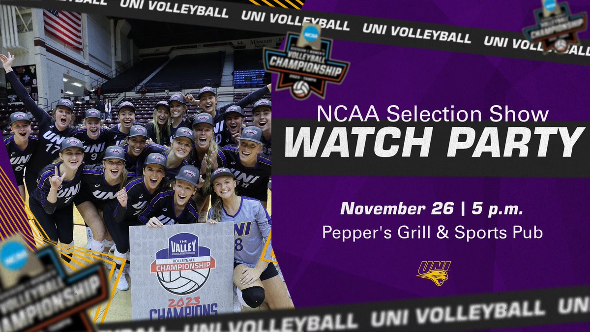 𝙏𝙝𝙚 𝙋𝙖𝙣𝙩𝙝𝙚𝙧𝙨 𝙖𝙧𝙚 𝙙𝙖𝙣𝙘𝙞𝙣𝙜 𝙞𝙣𝙩𝙤 𝙩𝙝𝙚 𝙉𝘾𝘼𝘼 𝙏𝙤𝙪𝙧𝙣𝙖𝙢𝙚𝙣𝙩! 💃 

Join the team on Sunday at 5 p.m. CT at Pepper's Grill and Sports Pub in Cedar Falls as we learn our postseason matchup and location!

#EverLoyal #1UNI #NCAAVB