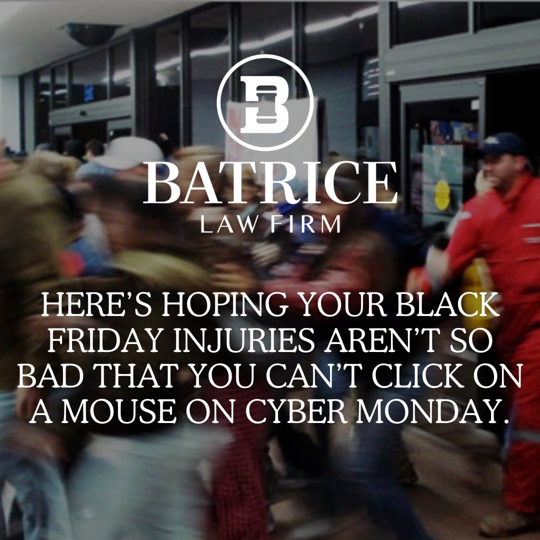 BatriceLawFirm's tweet photo. Save yourself a trip to the hospital and do your shopping from home this year!

For those willing to brave the crowds, call us if things get crazy!

#batricelawfirm #personalinjury #criminaldefense #blackfriday https://t.co/nzMj77lqQQ