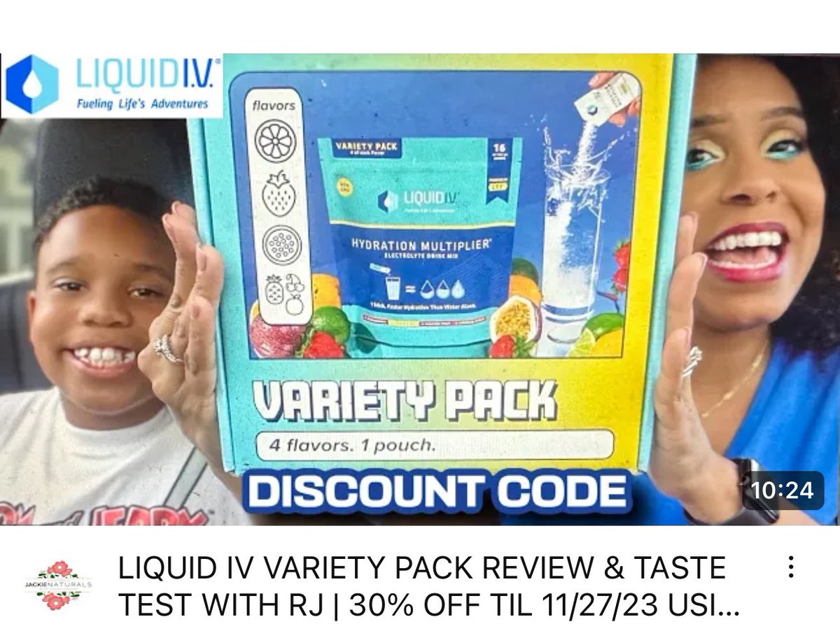 JackieNaturals's tweet image. 🚨NEW VIDEO🚨LIQUID I.V. PR BOX &amp;amp; TASTE TEST WITH MY SPECIAL GUEST IS ON MY CHANNEL! 💦 @liquidiv

30% OFF Discount Code until 11/27/23 &amp;amp; 20% off after: JACKIENATURALS
Direct Discount Link: glnk.io/koyv/jackienat…

WATCH: youtu.be/8Sz0aSqA0gY?si…

#LIVPartner #liquidiv #hydration