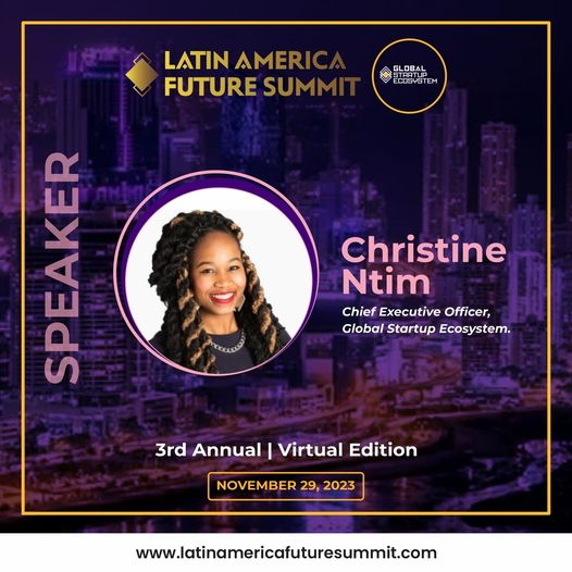 GlobalStartupE's tweet photo. 📷𝐒𝐏𝐄𝐀𝐊𝐄𝐑 𝐀𝐍𝐍𝐎𝐔𝐍𝐂𝐄𝐌𝐄𝐍𝐓📷
We are delighted to announce our speaker, @Christinesntim, CEO at Global Startup Ecosystem for the 3rd Annual Latin America Future Summit.
RSVP: https://t.co/rHKWTsABGP...
#latinamerica #latam #futuresummit https://t.co/4Zzceu78cO